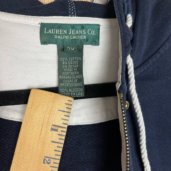 Lauren Jeans Co. Ralph Lauren Navy Full Zip Button RL67 Hoodie Sweatshirt  Sz 2X - Picture 4 of 10